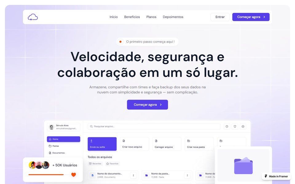 Primeira tela da landing page NuvemPro
